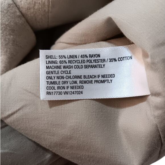 Neutral Linen Blend Blazer Jacket 2X Tan‎ Beige Versatile Minimalist Career Work - Picture 10 of 12